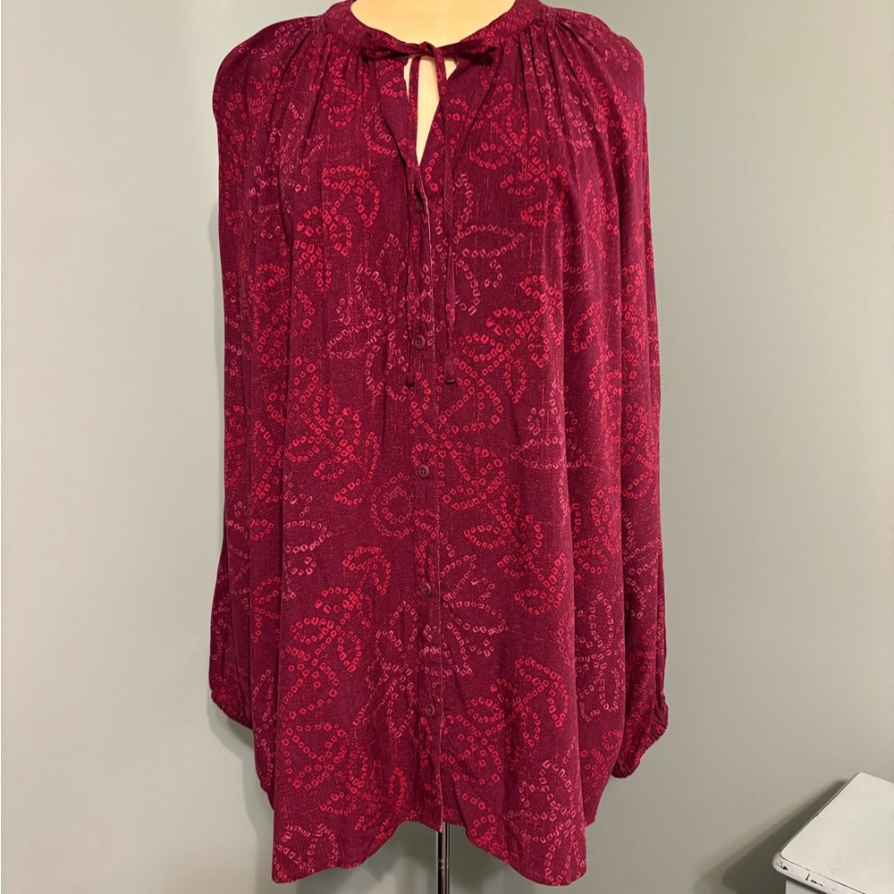 Pretty Burgundy Tie Front Top